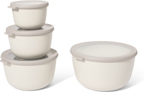 An Image of Mepal Set of 4 Deep Lidded Storage Bowls, Nordic White