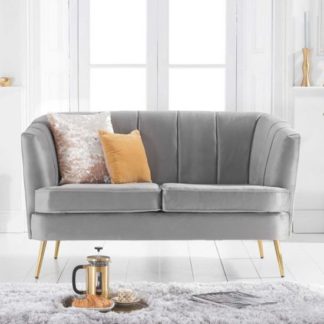 An Image of Lucite Velvet Upholstered 2 Seater Sofa In Grey