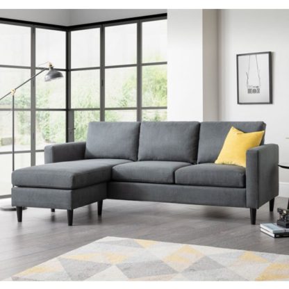 An Image of Mableton Linen Fabric Upholstered Corner Sofa In Grey