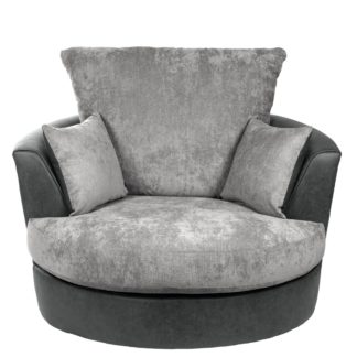 An Image of Blake Fabric Combo Swivel Chair Grey