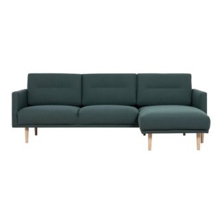An Image of Nexa Fabric Right Handed Corner Sofa In Dark Green With Oak Legs