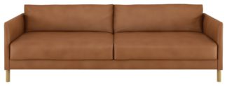An Image of Habitat Hyde 3 Seater Leather Sofa Bed - Tan