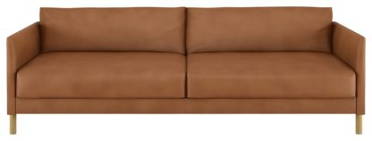 An Image of Habitat Hyde 3 Seater Leather Sofa Bed - Tan