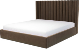 An Image of Cory Super King Size Ottoman Storage Bed, Mushroom Taupe Cotton Velvet