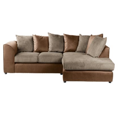 An Image of Blake Fabric Combo Right Hand Corner Sofa Chocolate (Brown)