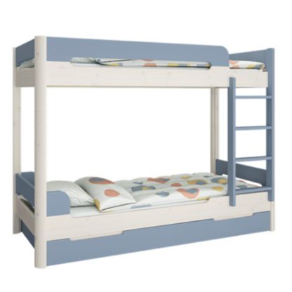 An Image of Oniria Wooden Bunk Bed With Guest Bed In Whitewash Blue