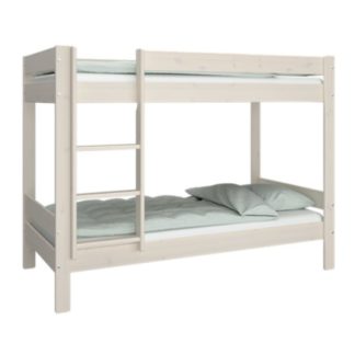 An Image of Nice Wooden Bunk Bed In Whitewash