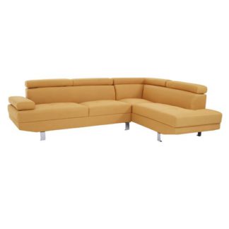 An Image of Hannover Fabric Upholstered Corner Sofa In Ochre