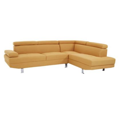 An Image of Hannover Fabric Upholstered Corner Sofa In Ochre