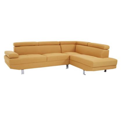 85703bc5e241d10cad6e984f0d77cbefdc3acf0b3daa05d968d536ee59c93f26.jpg An Image of Hannover Fabric Upholstered Corner Sofa In Ochre