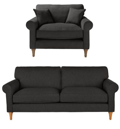 An Image of Habitat William Fabric Chair & 3 Seater Sofa - Charcoal