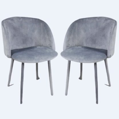 An Image of Chiba Grey Velvet Dining Chairs In A Pair