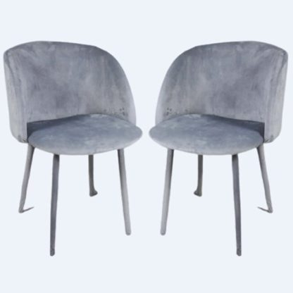 882d908ced19b9b90de6ef0ce901cb6846c67ea41e99afcb4376a0300227e884.jpg An Image of Chiba Grey Velvet Dining Chairs In A Pair