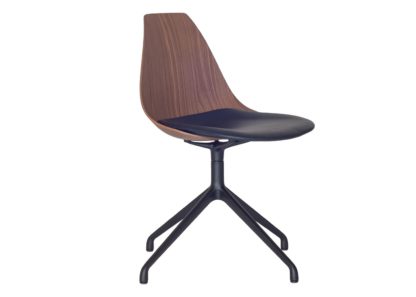 An Image of Case Ziba Chair Oak Veneer Black Leather Seat Pad