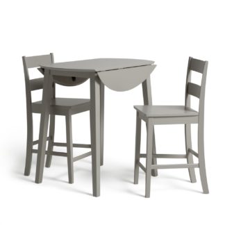 An Image of Habitat Chicago Extending Bar Table & 2 Stools - Grey