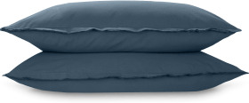 An Image of Sena Organic Cotton Pair of Pillowcases, Indigo Blue