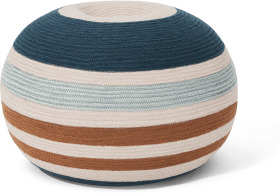 An Image of Layla Indoor/Outdoor Striped Cocoon Bean Bag, Multicoloured Braided Weave