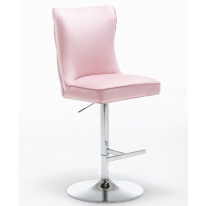 91c7271a63372910bd3581b1d6dba137fcfd49780e98ab4f9a5894c271340b96.jpg An Image of Belkon Velvet Upholstered Gas-Lift Bar Chair In Pink