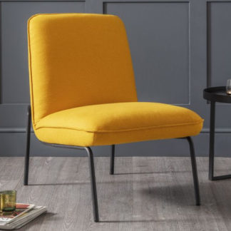 An Image of Deltona Fabric Upholstered Bedroom Chair In Mustard Wool Effect