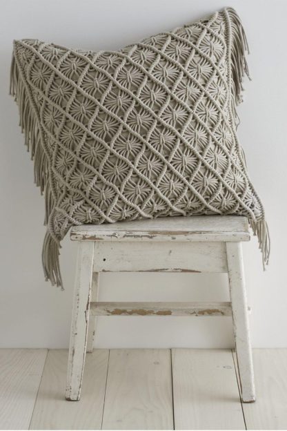 An Image of Macrame Diamond Cushion