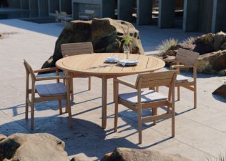 An Image of Case Tanso Teak Garden Round Dining Table