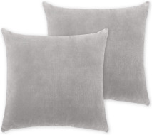 An Image of Lorna Set of 2 Velvet Cushions, 45 x 45cm, Silver
