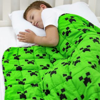 An Image of Minecraft Creeper Weighted Blanket - Green