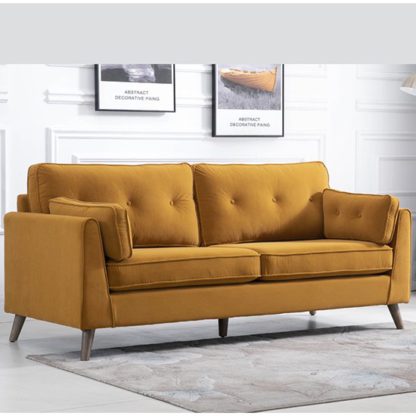 962803f903bdda8b801039fad2cf424632ebfe4cc0448875fd63057feb1a4410.jpg An Image of Zurich Velvet Upholstered 3 Seater Sofa In Ochre