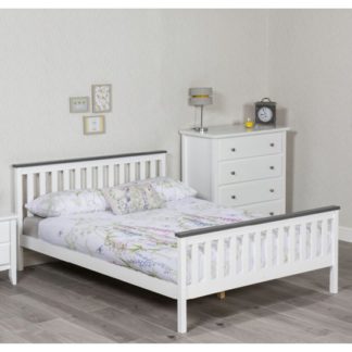 An Image of Setae Wooden Single Bed In White And Grey