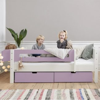An Image of Morden Kids Day Bed With Safety Rail And Drawers In Dusty Rose