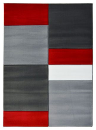 An Image of Homemaker Daytona Blocks Rug - 80x150cm - Red