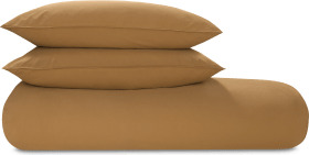 An Image of Alexia Stonewashed Cotton Duvet Cover + 2 Pillowcases, Double, Tobacco