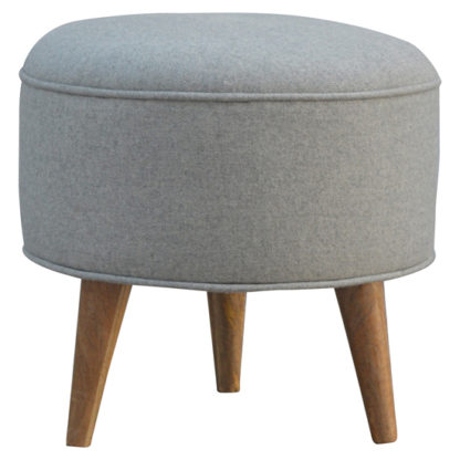 An Image of Aqua Fabric Nordic Style Footstool In Grey And Oak Ish