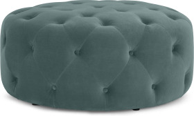 An Image of Hampton Round Pouffe, Large, Marine Green Velvet