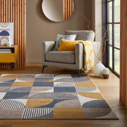 9d603361bbffc38430dcdcb4f1c4264591d4f00616a05fcc5c54e2021d19ec0f.jpg An Image of Retro Geo Rug Ochre (Yellow)
