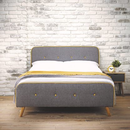 An Image of Loft Linen Bed Frame Grey