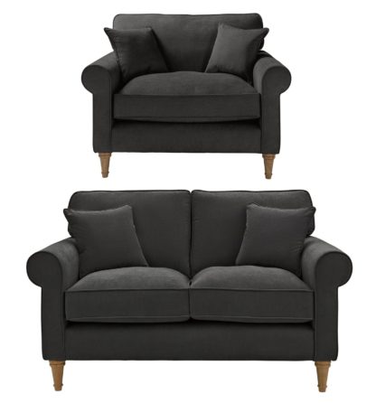 An Image of Habitat William Fabric Chair & 3 Seater Sofa - Charcoal