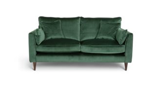 An Image of Habitat Hector 2 Seater Velvet Sofa - Green