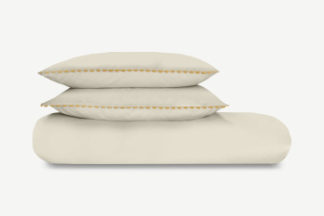An Image of Kokoda Cotton Trim Duvet Cover + 2 Pillowcases, King, Natural