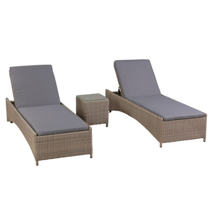 An Image of Andria Garden Sun Lounger Set in Natural Weave and Seal Fabric