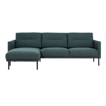 a18249ffee5e115d6cb5d33be16ecfa2f2cd39ba64377bcb161733f47917ffe0.jpg An Image of Nexa Fabric Left Handed Corner Sofa In Dark Green And Black Leg