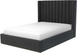 An Image of Cory Double Ottoman Storage Bed, Ashen Grey Cotton Velvet