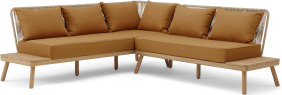 An Image of Alif Garden Corner Lounge Set, Soft Terracotta & Eucalyptus