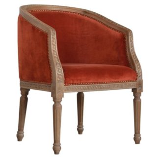 An Image of Borah Velvet Accent Chair In Rust And Natural