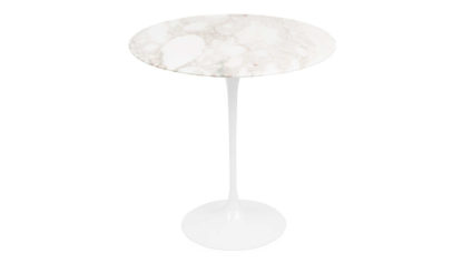 An Image of Knoll Saarinen Tulip Round Side Table Arabescato Marble Medium