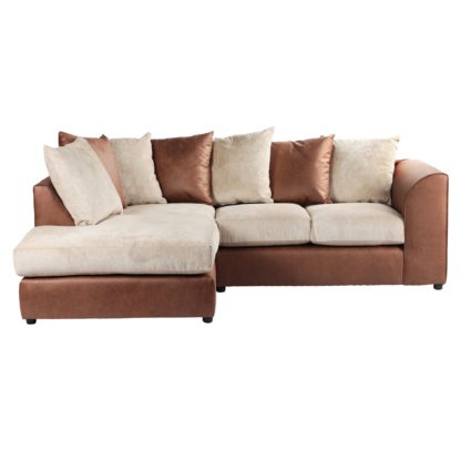 An Image of Blake Fabric Combo Left Hand Corner Sofa Chocolate (Brown)