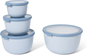 An Image of Mepal Set of 4 Deep Lidded Storage Bowls, Nordic Blue