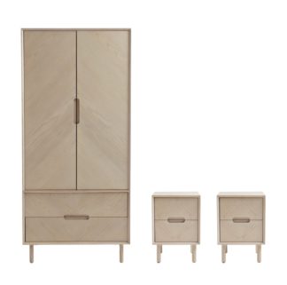 An Image of Habitat Halden Skandi 3 Piece 2 Door Wardrobe Set - Natural