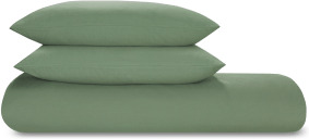 An Image of Tira Linen/Cotton Duvet Cover + 2 Pillowcases, Double, Sage Green