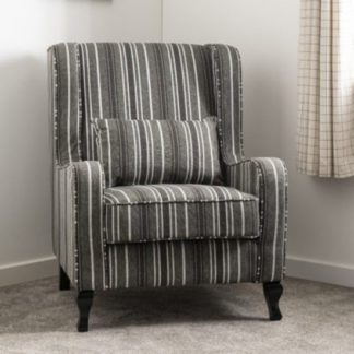 An Image of Sherborne Stripe Fabric Fireside Armchair In Grey